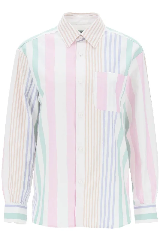 Sela Striped Oxford Shirt Cashmere Blend Cotton Blend Poly Blend