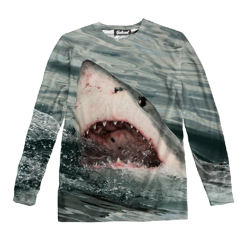 Shark Unisex Long Sleeve Tee Collared Crew Neck Turtle Neck