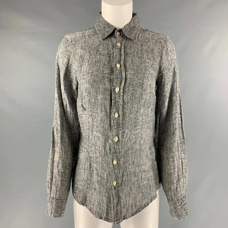 SHIRT Size XS Grey Linen Shirt Jersey Fabric Tulle Fabric Batik Fabric