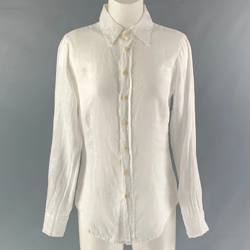 SHIRT Size XS White Linen Solid Shirt Jersey Fabric Tulle Fabric Batik Fabric