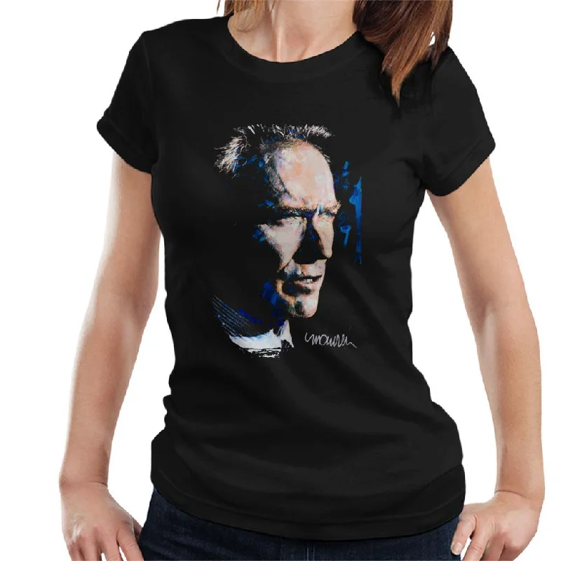 Sidney Maurer Original Portrait Of Clint Eastwood Women's T-Shirt Seamless Knitted Crochet