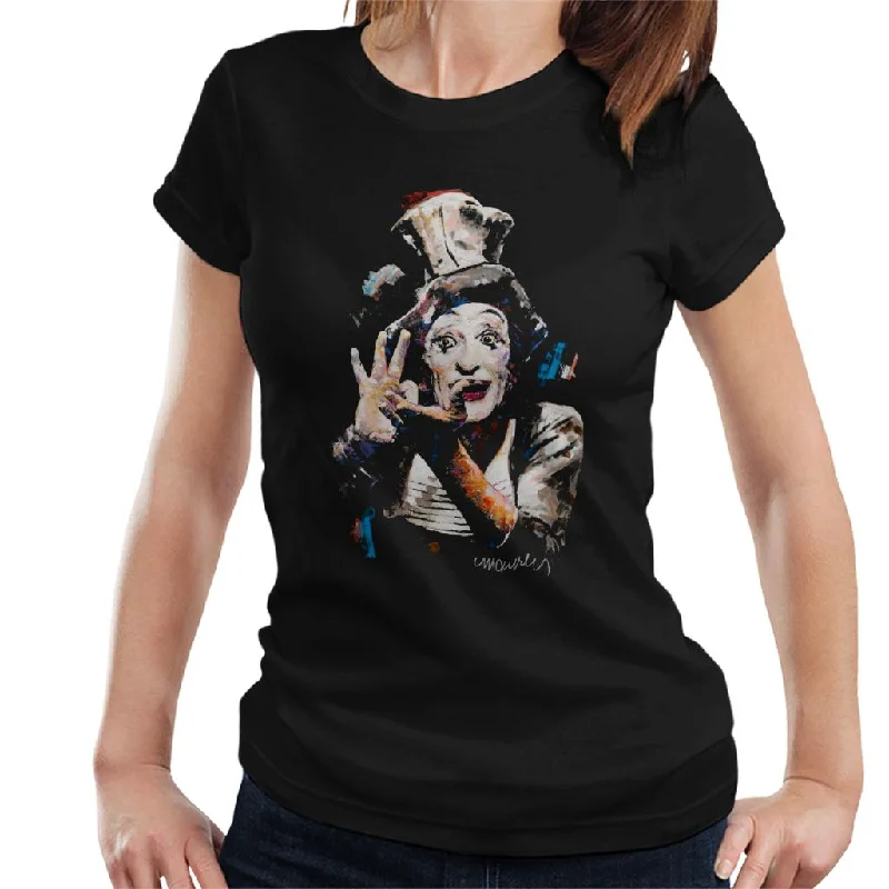 Sidney Maurer Original Portrait Of Marcel Marceau Women's T-Shirt Lace Blend Ribbed Blend Corduroy Blend