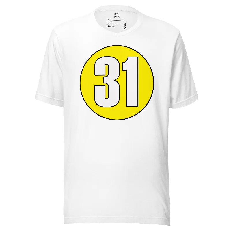 Unisex t-shirt: White on Yellow 31 Modern Contemporary Chic