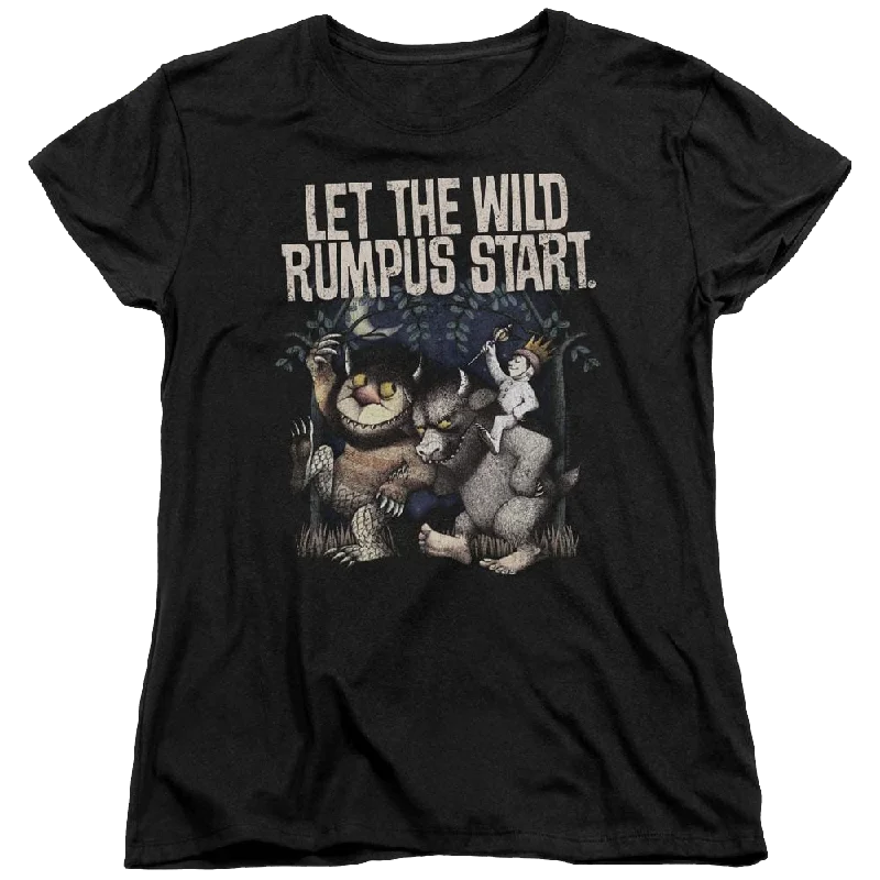 Where The Wild Things Are Wild Rumpus Women's T-Shirt Hooded Caped Shawl Collar