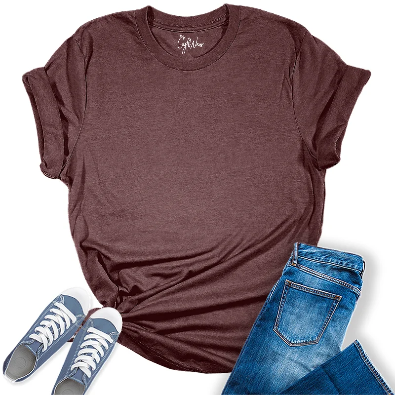 Womens Heather Maroon T Shirts Premium Casual Short Sleeve Shirts Oversized Tops Welt Pockets Slit Pockets