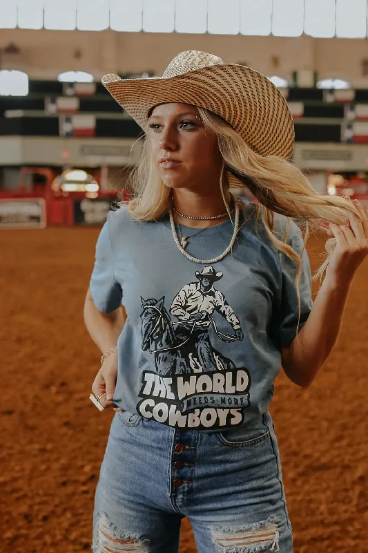 World Needs More Cowboys Western Tee Satin Blend Silk Blend Wool Blend