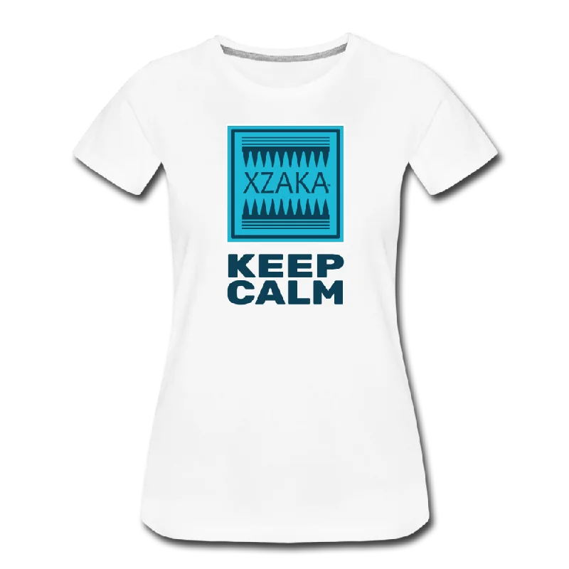 XZAKA - Women "Keep Calm" Short Sleeve T-Shirt - W3506 Welt Pockets Slit Pockets Flap Pockets