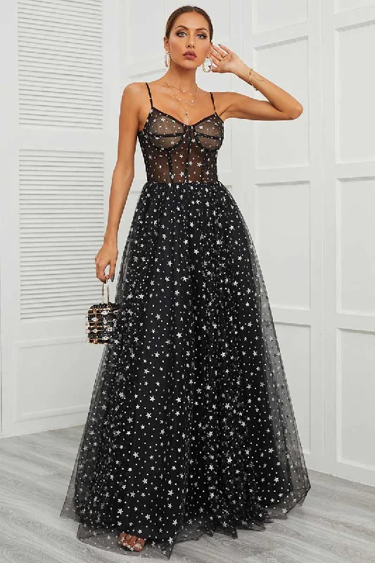 Black Maxi Formal Prom Dress with Stars EN5702 Tunics Favorite customer