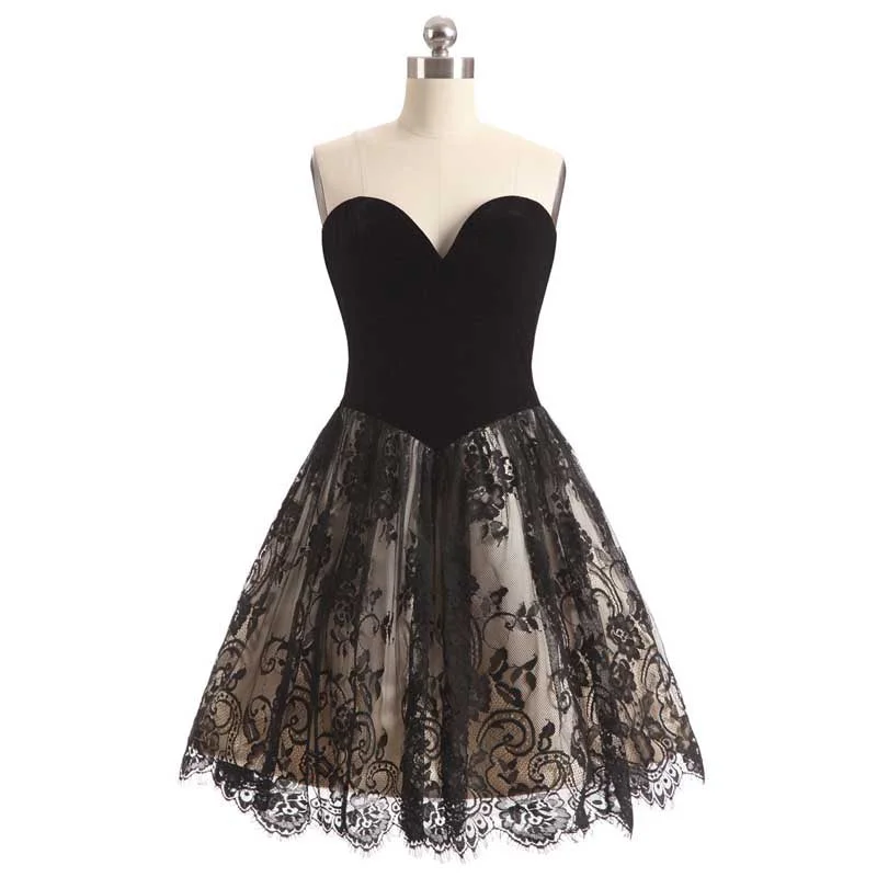 Elegant Black Lace Short Cocktail Dress EN1011 Tunics Sophisticated sleek