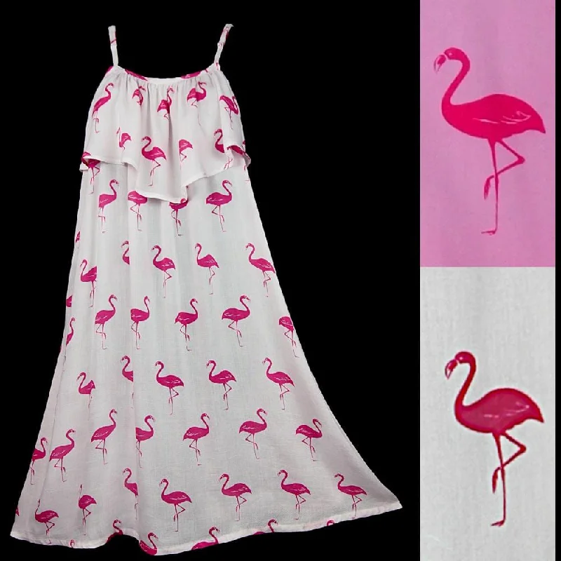 Flamingo Moon Dress Crew Neckline Casual