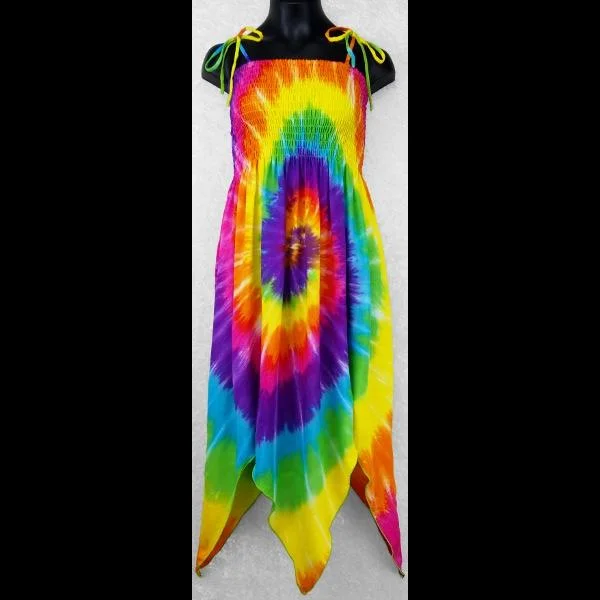 Girl's Rainbow Spiral Tie-Dye Fairy Dress (Age: 4, 6, 8, 12) Tunics Winter warm