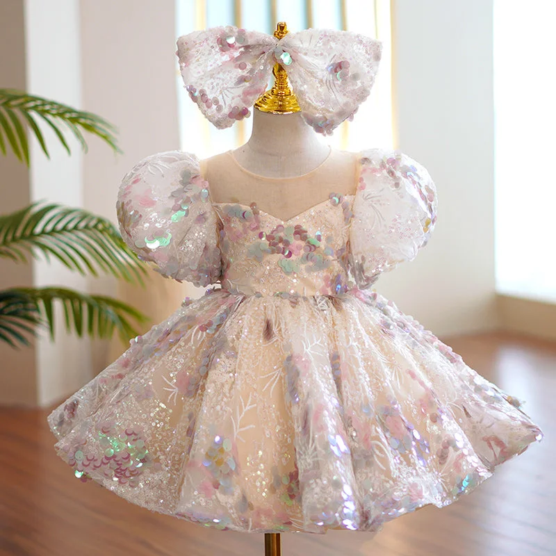 Girl Formal Dresses Baby Girl Gorgeous Colorful Sequins Dress Princess Party Dresses Easter Dress For Toddler Tunics Yoga stretchy