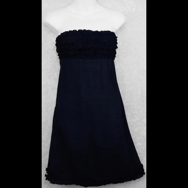 Black Frilly Sarong Dress Tunics Velvet soft