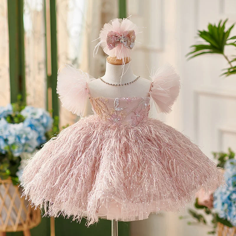 Luxurious Baby Girl Formal Puffy Party Dress Girl Fluffy Pageant Princess Dress Tunics Chic fashionable