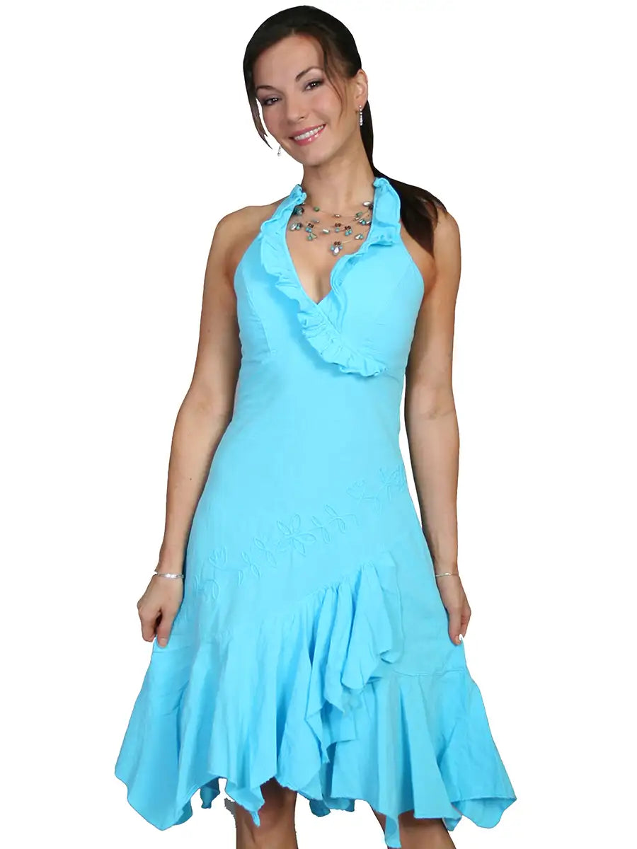 Scully Cantina Halter Top Dress (PSL-054) - Women's Sundress Tunics Short Trendy