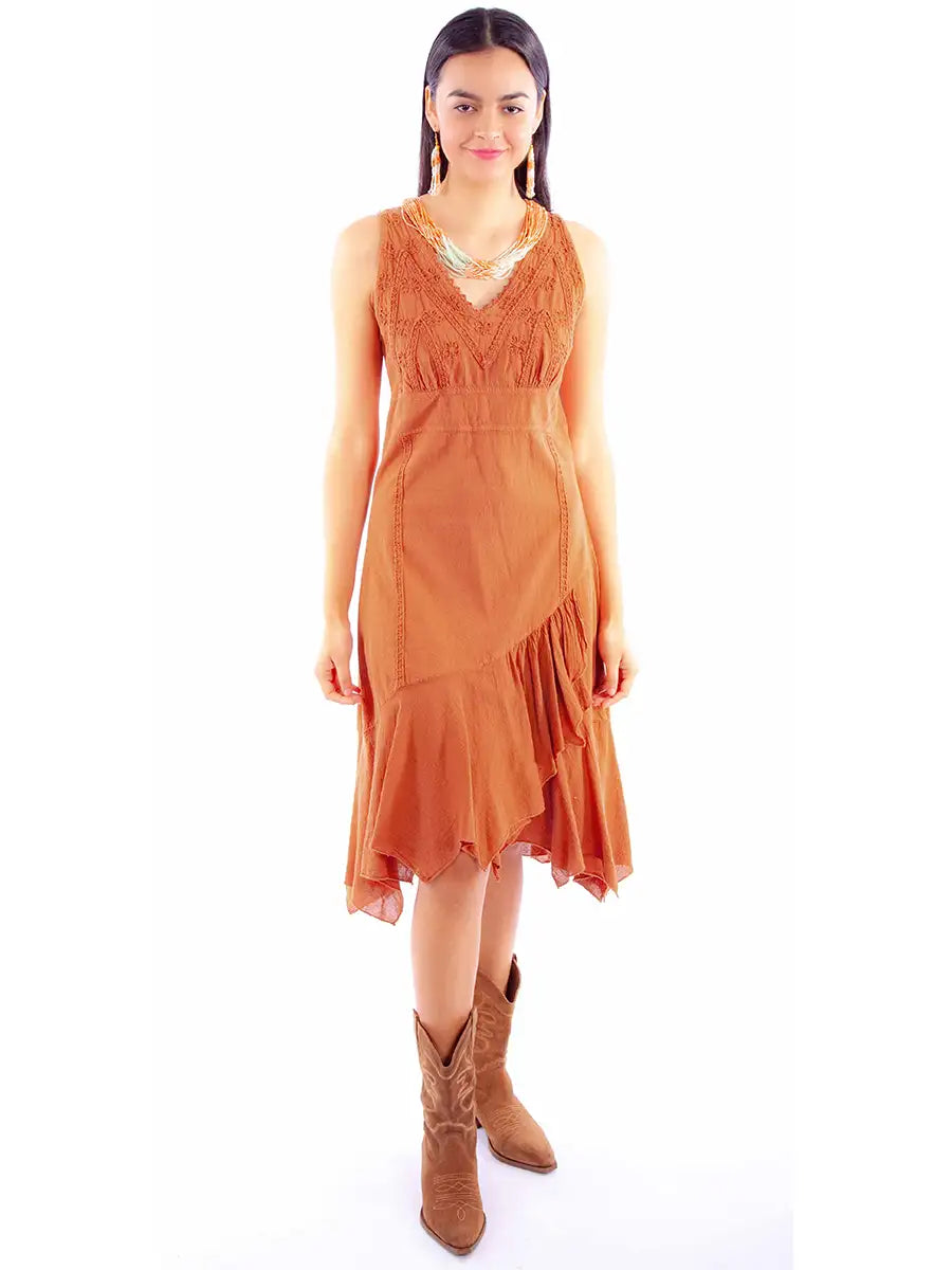 Scully Cantina Sleeveless Embroidered Dress (PSL-271) - Women's Sundress Elegant Long Evening