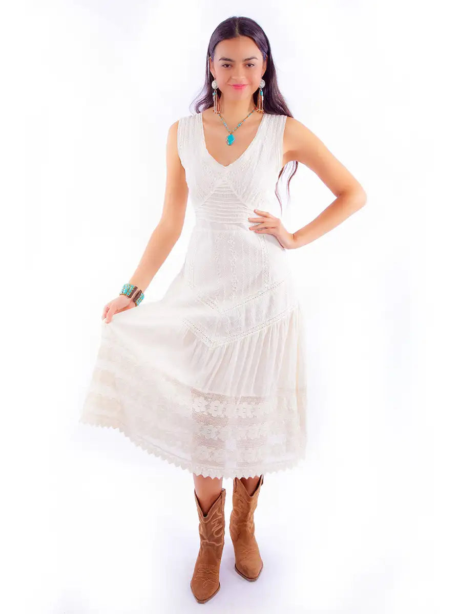 Scully Cantina Sleeveless Lace Dress (PSL-269) - Women's Sundress Maxi Flowy Bohemian