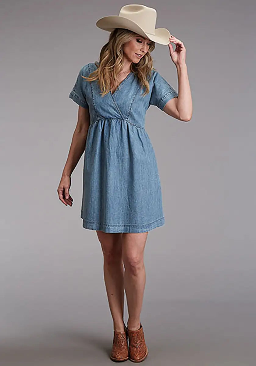 Stetson Light Weight Denim Dress - Women's Dress Tunics Print Colorful