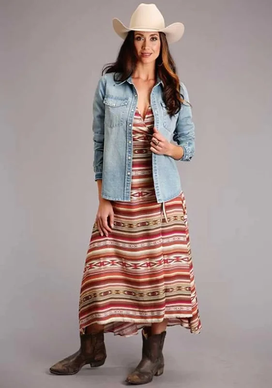 Stetson Sunset Serape Aztec Print - Women's Long Dress Tunics Cozy comfortable